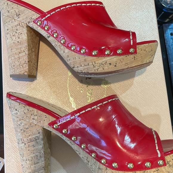 Prada Red Patent Leather cork wedges size 39 - Picture 6 of 10